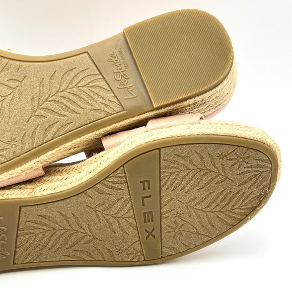 8W 8 WIDE Lifestride Siesta Taupe Blush Microsuede Espadrille Wedge Sandal Shoes - Picture 11 of 14